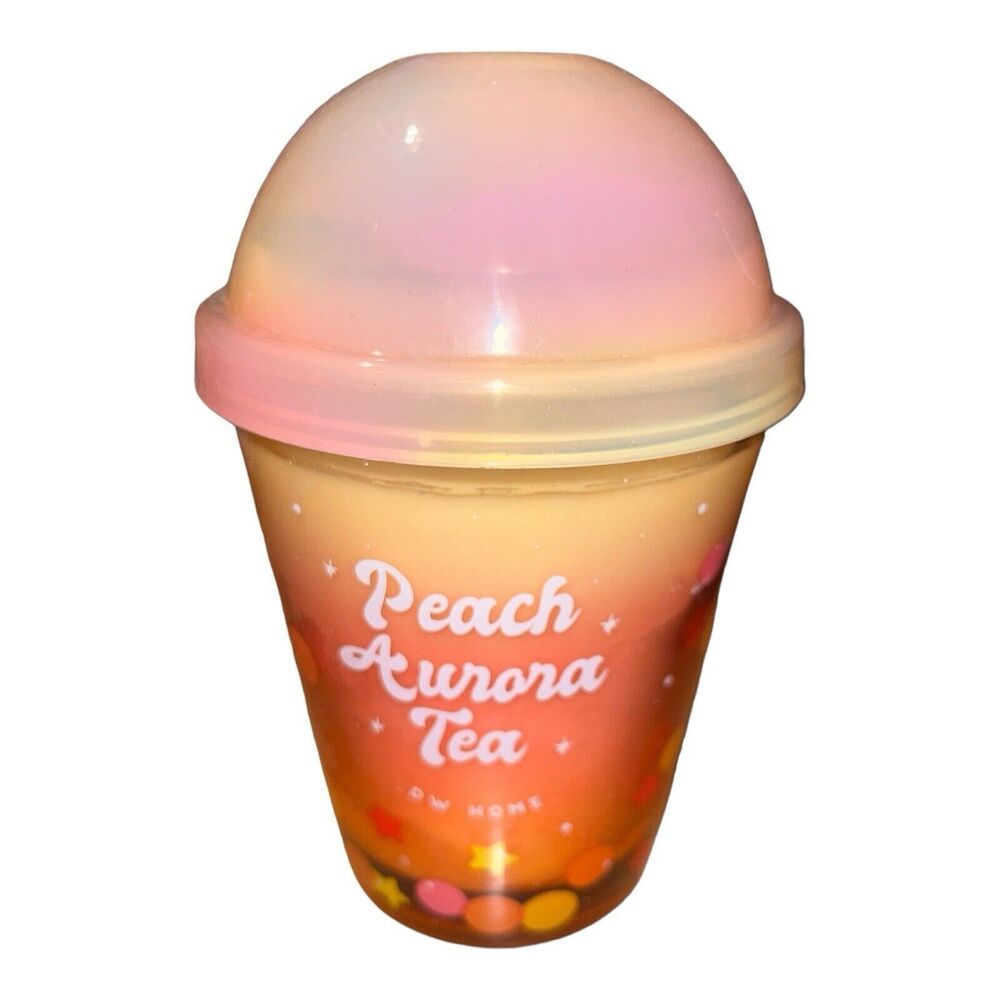 DW Home Peach Aurora Tea Candle Cup 11.2 OZ Richly Scented Single Wick NEW